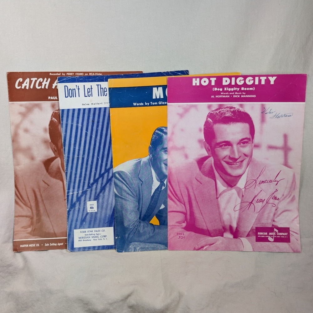 Vintage Perry Como Sheet Music Lot Hot Diggity Catch A Falling Star More 4pc
